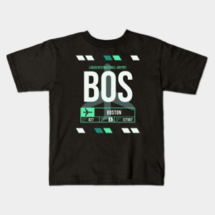 Boston (BOS) Airport Code Baggage Tag Kids T-Shirt